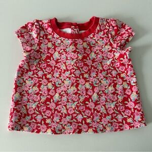 Janie and Jack Red Pink Floral Summer Short Sleeve Top Girls Size 5